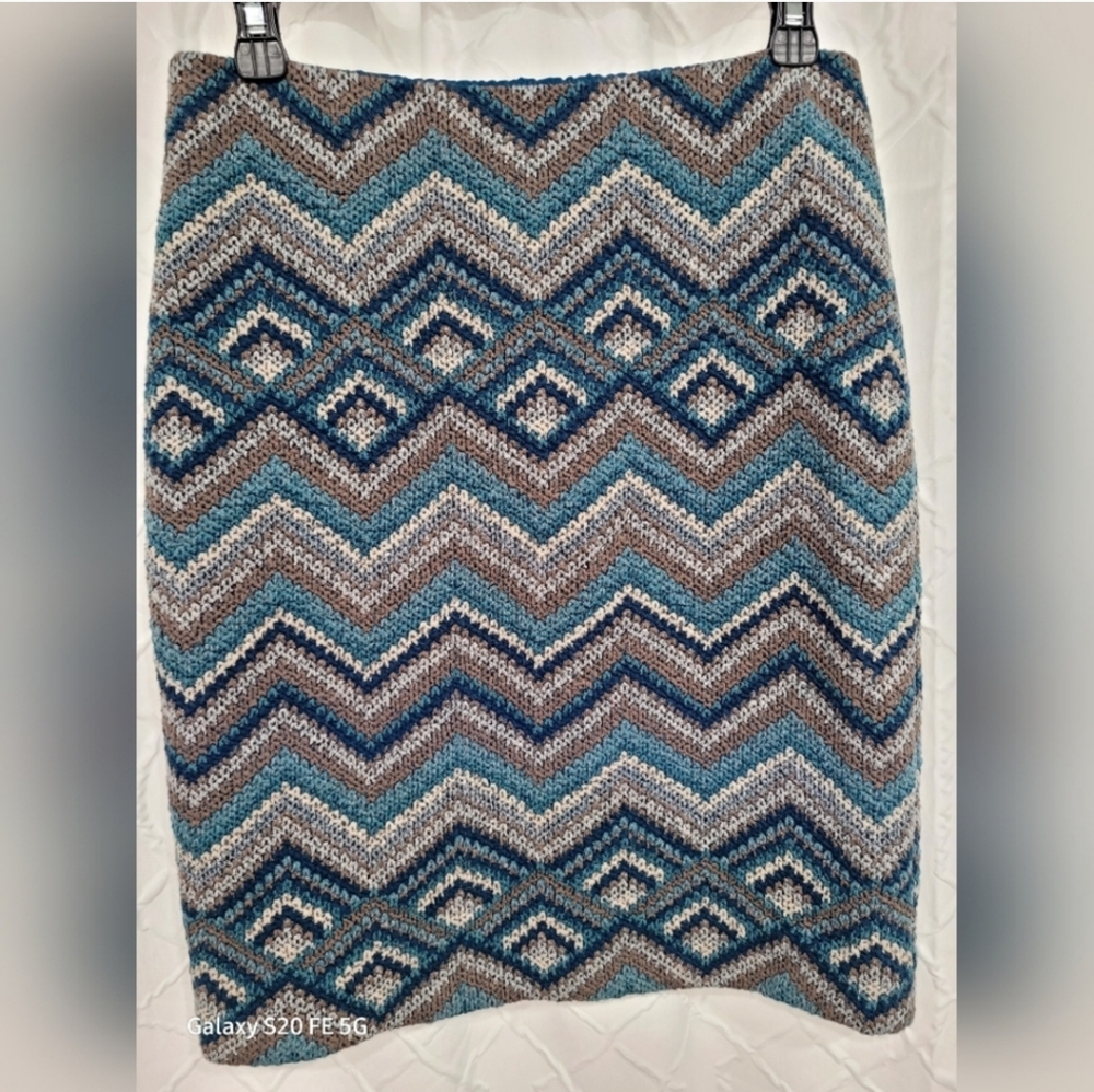 Etcetera New Quebec Chevron Geometric Sweater Knit Pencil Skirt Eccoci Carlisle